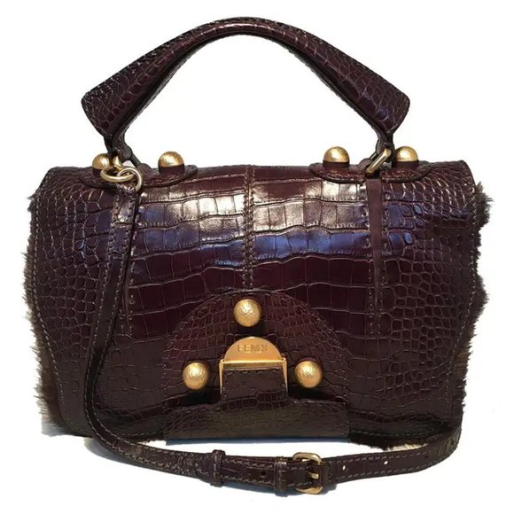 Rare Limited Edition Fendi Brown Alligator and Mink Fur Satchel Handbag - Picture 6 of 10